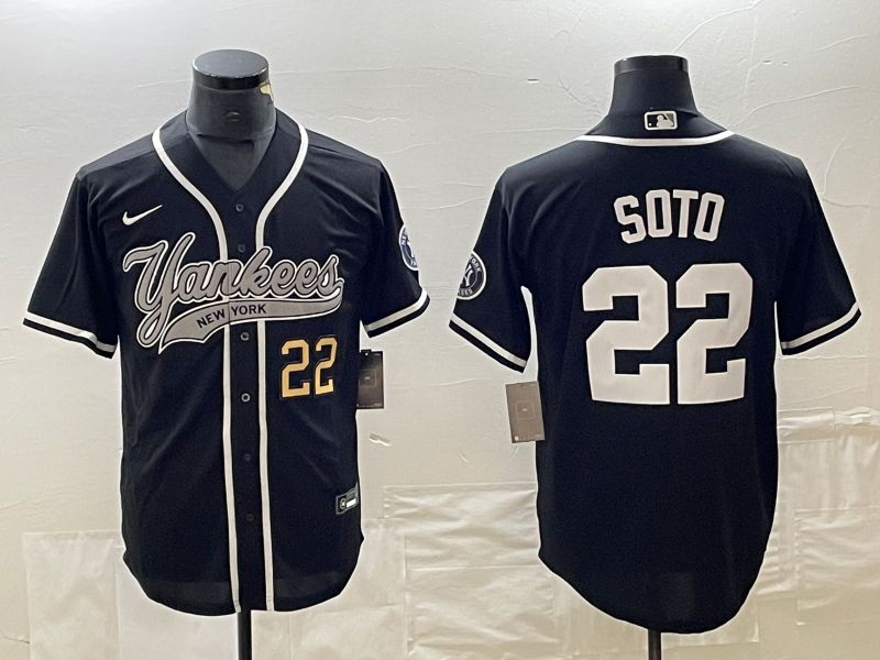 Men New York Yankees 22 Soto Blue Nike Game MLB Jersey style 4